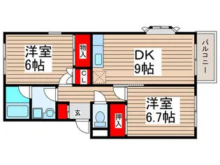 リバーサイド2番館【2階】の間取り