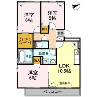 リビングタウン弓ヶ浜 A棟【2階】の間取り