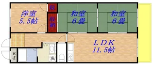 粋交苑マンション【3階】の間取り
