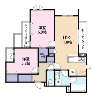 グラース等々力【4階】の間取り