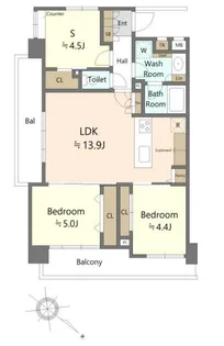 ダイアパレスグランデージ日本橋【10階】の間取り