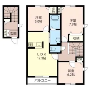 ヴィラーチェ東太田A棟【2階】の間取り