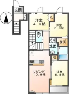 クレジデンス大和B【2階】の間取り