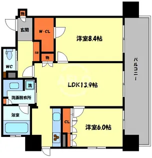 リーガルタワー船場【4階】の間取り