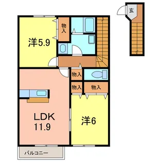 パッシオネS-II【2階】の間取り