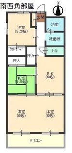 西長堀コーポ【13階】の間取り