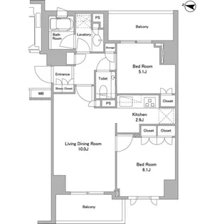 パークハウス三軒茶屋クロスコート【6階】の間取り