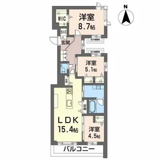 シャーメゾン国府宮駅前【4階】の間取り