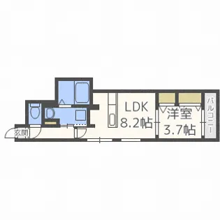 ラグゼ北大前【2階】の間取り