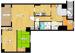 フォンテーヌ尾山町【5階】の間取り