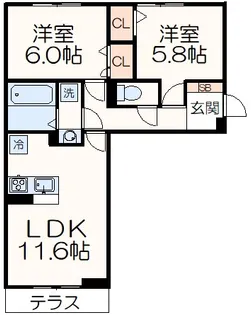 カサヴェール【1階】の間取り