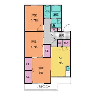 菊園ハイツ【3階】の間取り