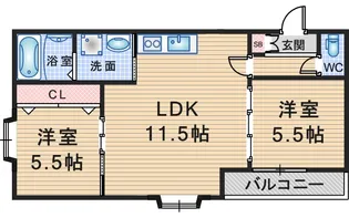 ボヌール緑地公園【2階】の間取り