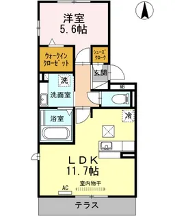 ルミエールこがねII B棟【1階】の間取り