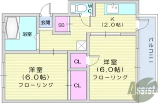 天王前コーポ【4階】の間取り