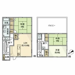 神奈川県横浜市中区本牧元町【一戸建】の間取り