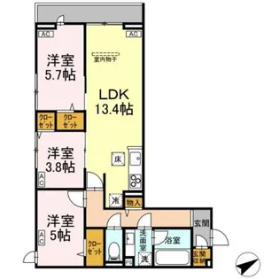 Calme Ville【1階】の間取り