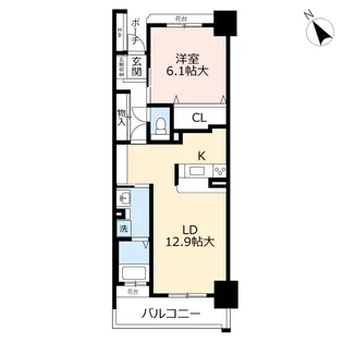 URアーベイン美野島【5階】の間取り