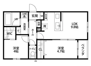 (仮)出来島2丁目新築アパート A【3階】の間取り