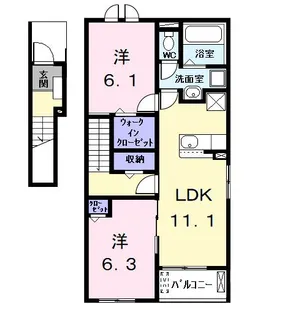 コージィープレイス 凛【2階】の間取り