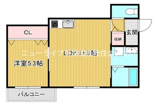 ジーエムビルズ対馬江(GMビルズ対馬江)【3階】の間取り