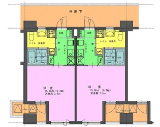 クォーツマンション【ワインレッドの色の部屋】【8階】の間取り