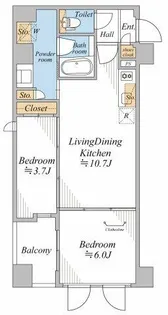 プレミアムフラット横濱紅葉坂【6階】の間取り