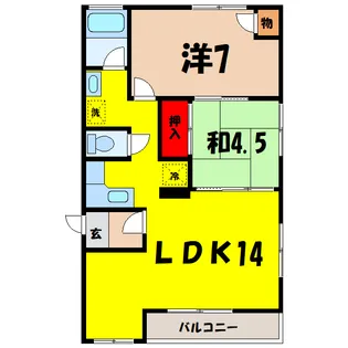 リビングルーム上中居【2階】の間取り