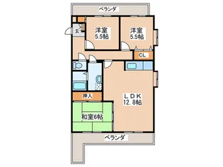 シャルマン塔原【1階】の間取り