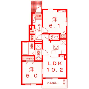 ミストラル湘南B【1階】の間取り