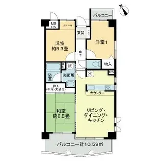 ライオンズマンション八尾【1階】の間取り
