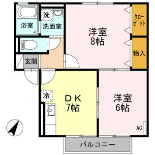 メゾンフォンティーヌ B棟【1階】の間取り