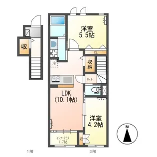 グレイス・ワン鶴田【2階】の間取り
