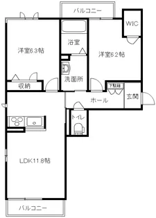 ルミウス港南台弐番館【2階】の間取り