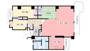 白鷹松下町マンション【4階】の間取り