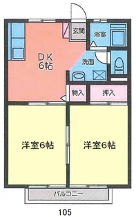 サンシティ宮地(2DK/105)【1階】の間取り