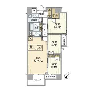 リビオレゾン人形町【6階】の間取り