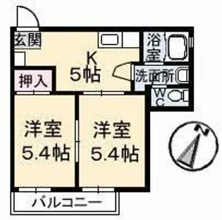 ベルヴュ貴船【2階】の間取り
