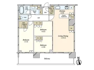 HARUMI FLAG SUN VILLAGE T棟【46階】の間取り