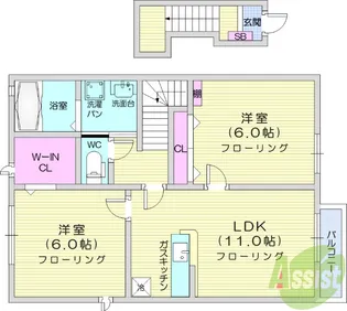ウエストスワンプB【2階】の間取り