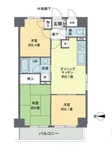 リヴィエルバーグ西大島【4階】の間取り