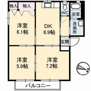 ディアス川南 B棟【2階】の間取り