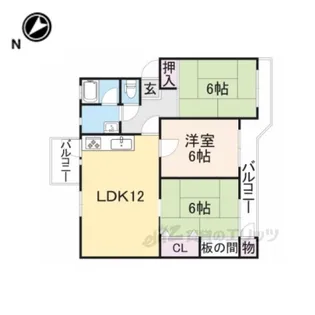 関屋あしびハイツ9棟【4階】の間取り