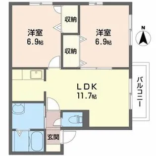 パラッツオ香寺【2階】の間取り