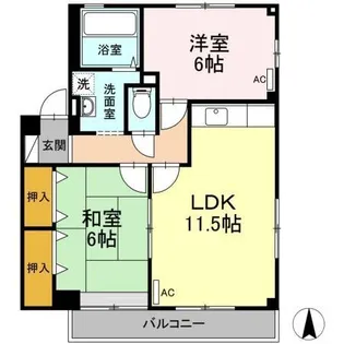 レインボーガーデンD棟【3階】の間取り