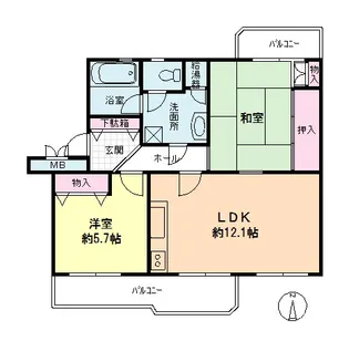 堀込第3住宅2-3-1号棟【4階】の間取り