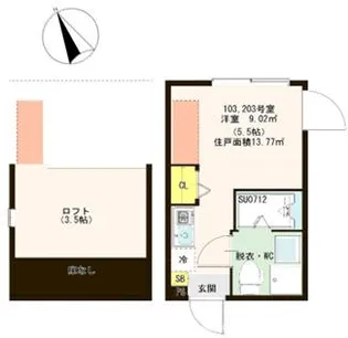 ボナール北千住【2階】の間取り