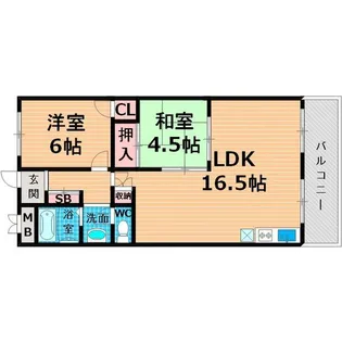クレセントハイツ鶴見【1階】の間取り