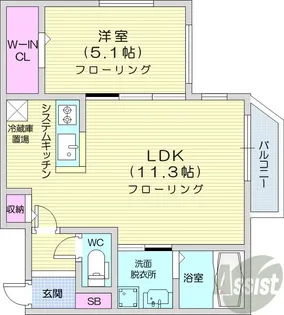 コローレサウスエイト【5階】の間取り