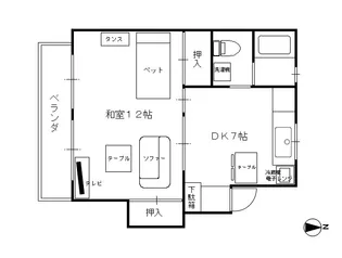 太陽ガーデン112棟【1階】の間取り